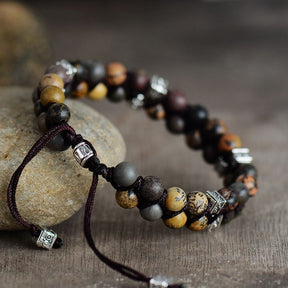 Men's Ocean Jasper Beaded Bracelet - Dharmic Buddha Power