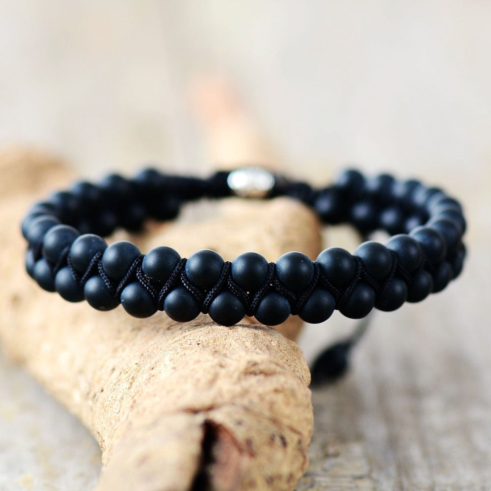 Men's Onyx Beaded Bracelet